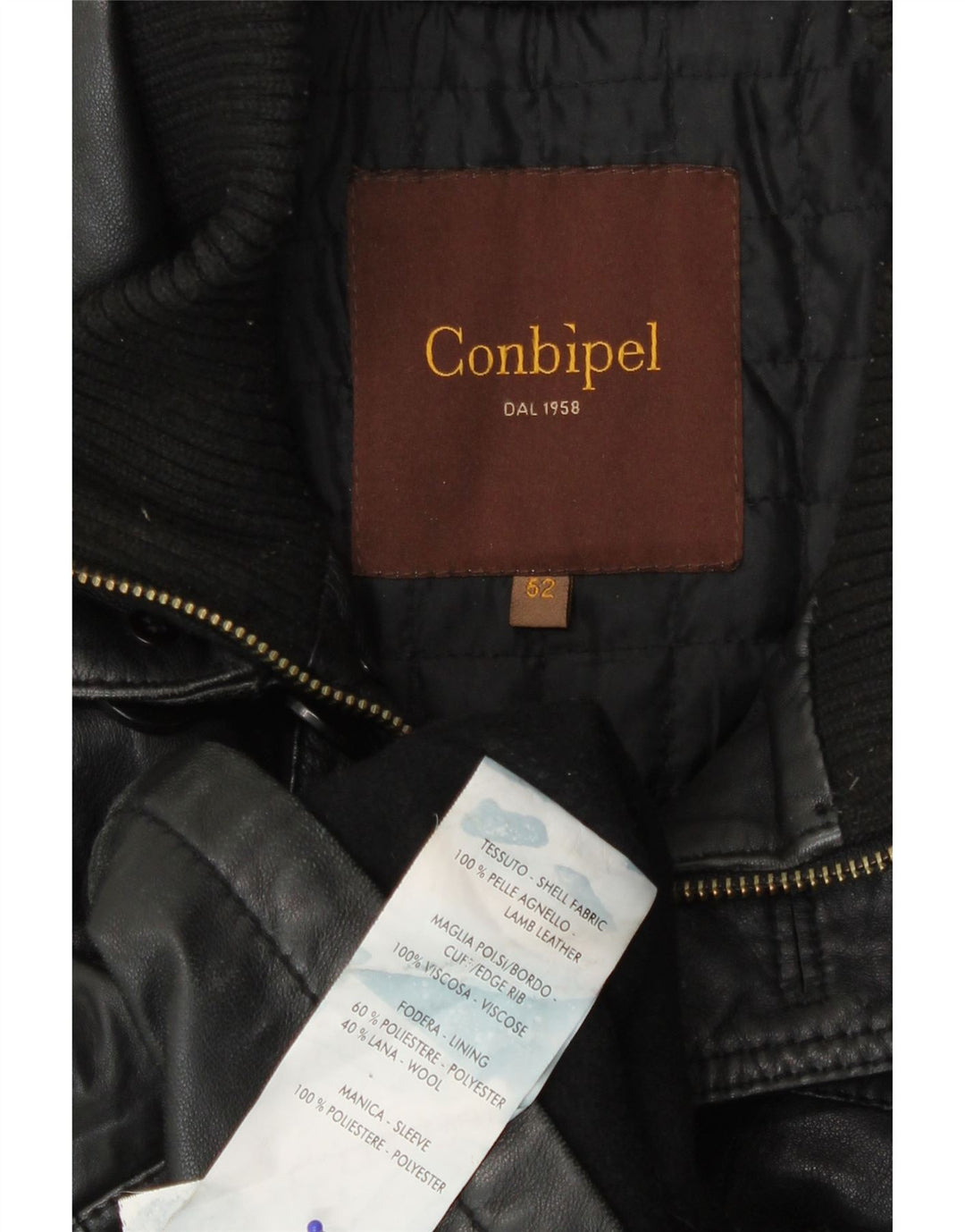 Conbipel Veste en Cuir Homme IT 52 XL Cuir Noir