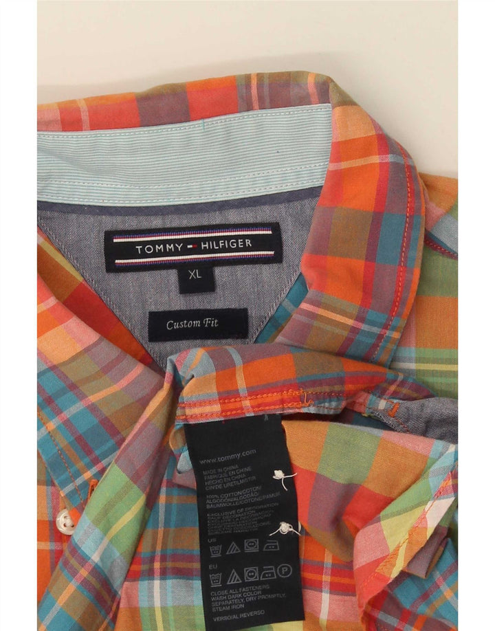 Tommy Hilfiger Chemise à manches courtes pour homme Coupe personnalisée XL Carreaux multicolores