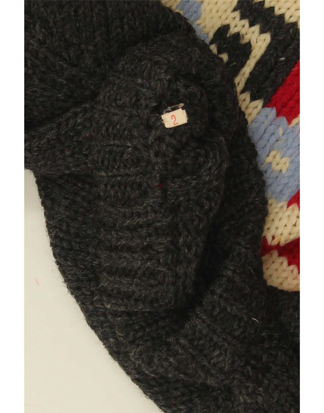 vintage Mens Crew Neck Jumper Pull Moyen Gris Géométrique