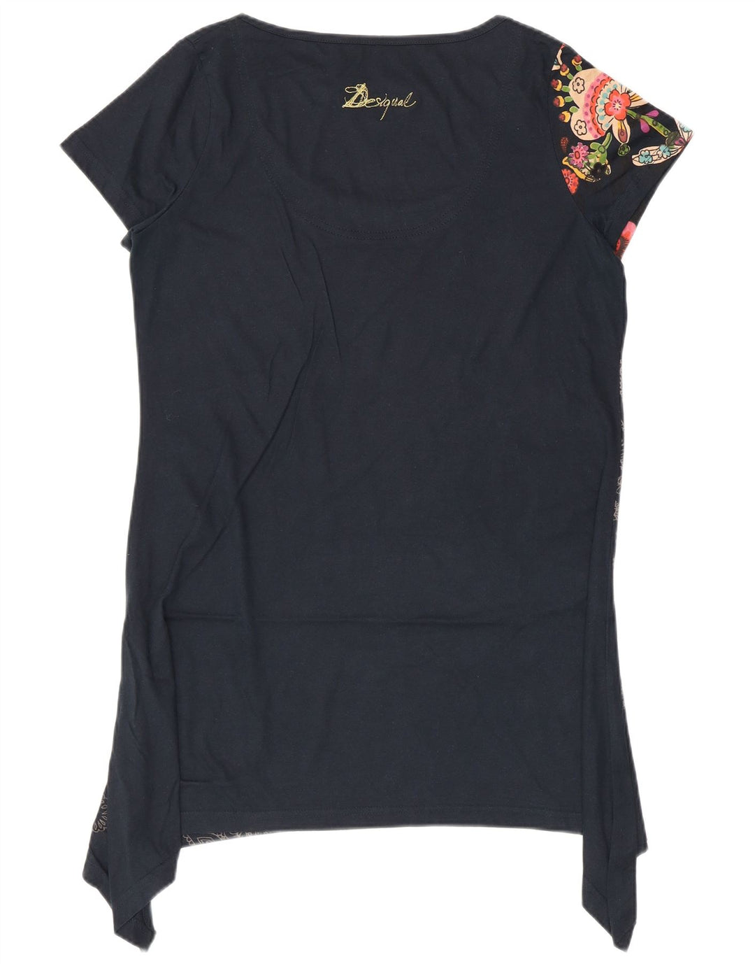 Desigual Robe tunique asymétrique graphique pour femme UK 14 Medium Black Floral