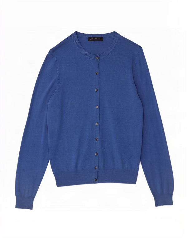 Marks & Spencer Pull Cardigan Femme UK 16 Large Bleu Viscose