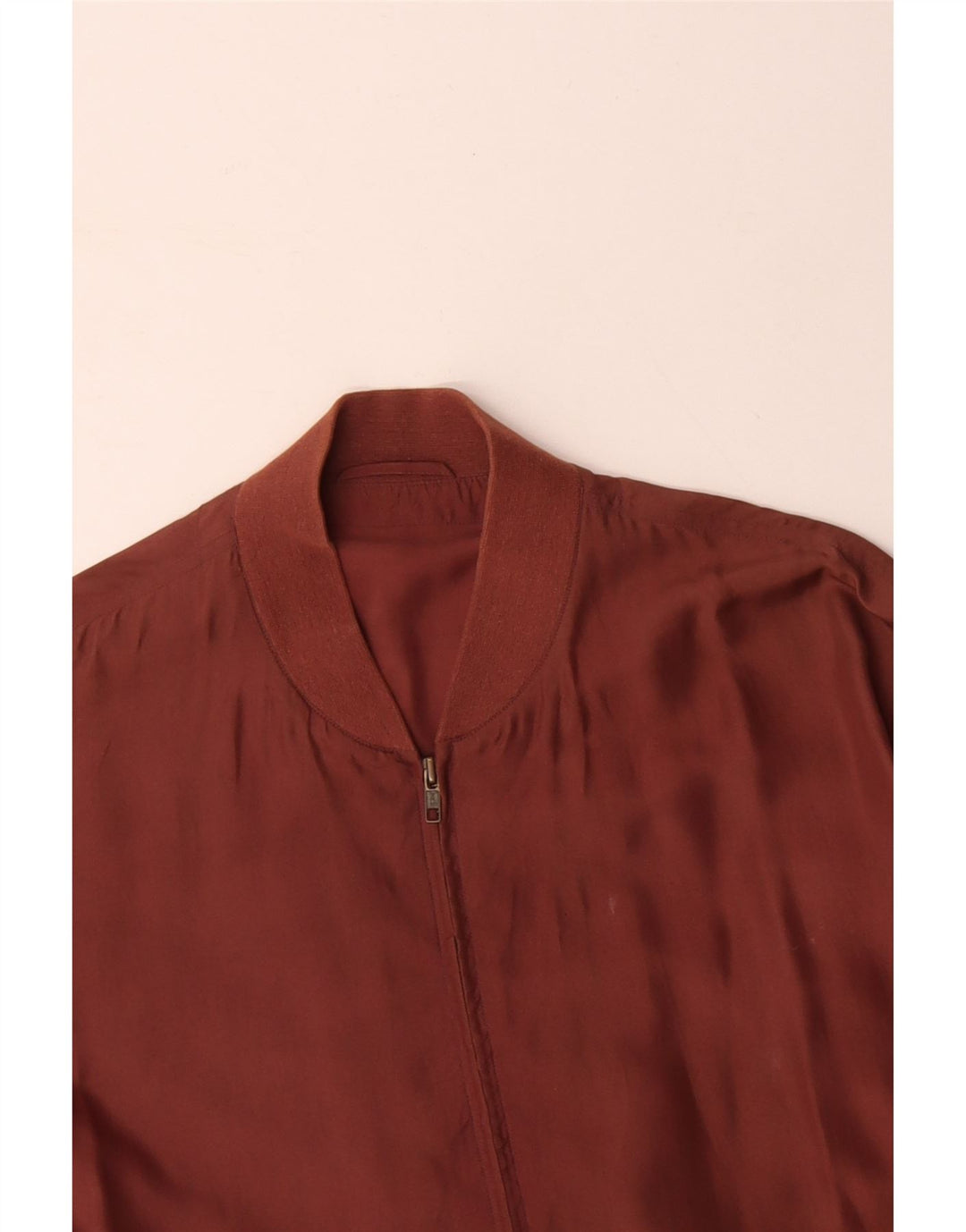 VINTAGE Veste Bomber Homme UK 40 Grande Soie Brune