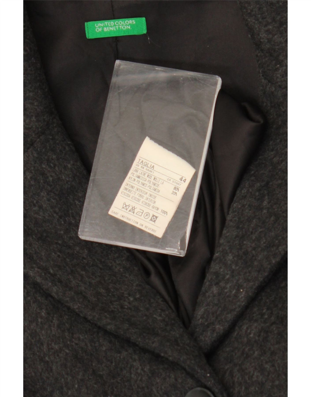 Benetton Pardessus Femme IT 44 Laine Gris Moyen