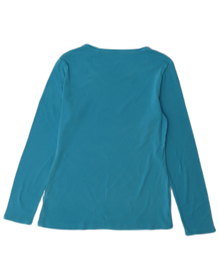 Marks & Spencer Haut à manches longues pour femme UK 14 Large Bleu Coton