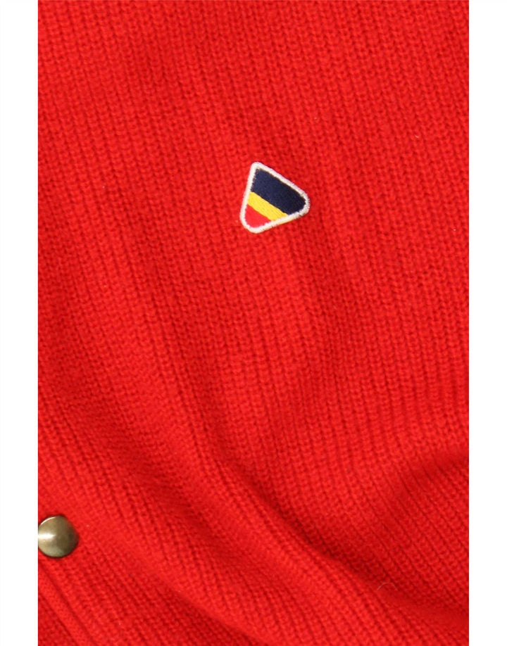 vintage Mens Cardigan sans manches Pull Moyen Rouge