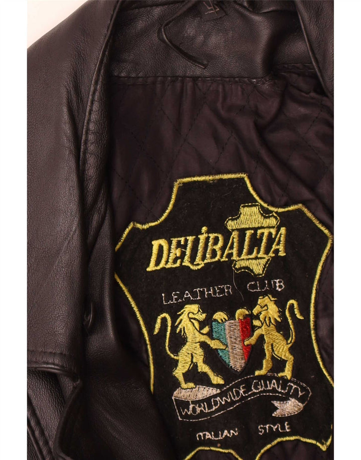 Veste motard en cuir femme vintage UK 14 Cuir noir moyen