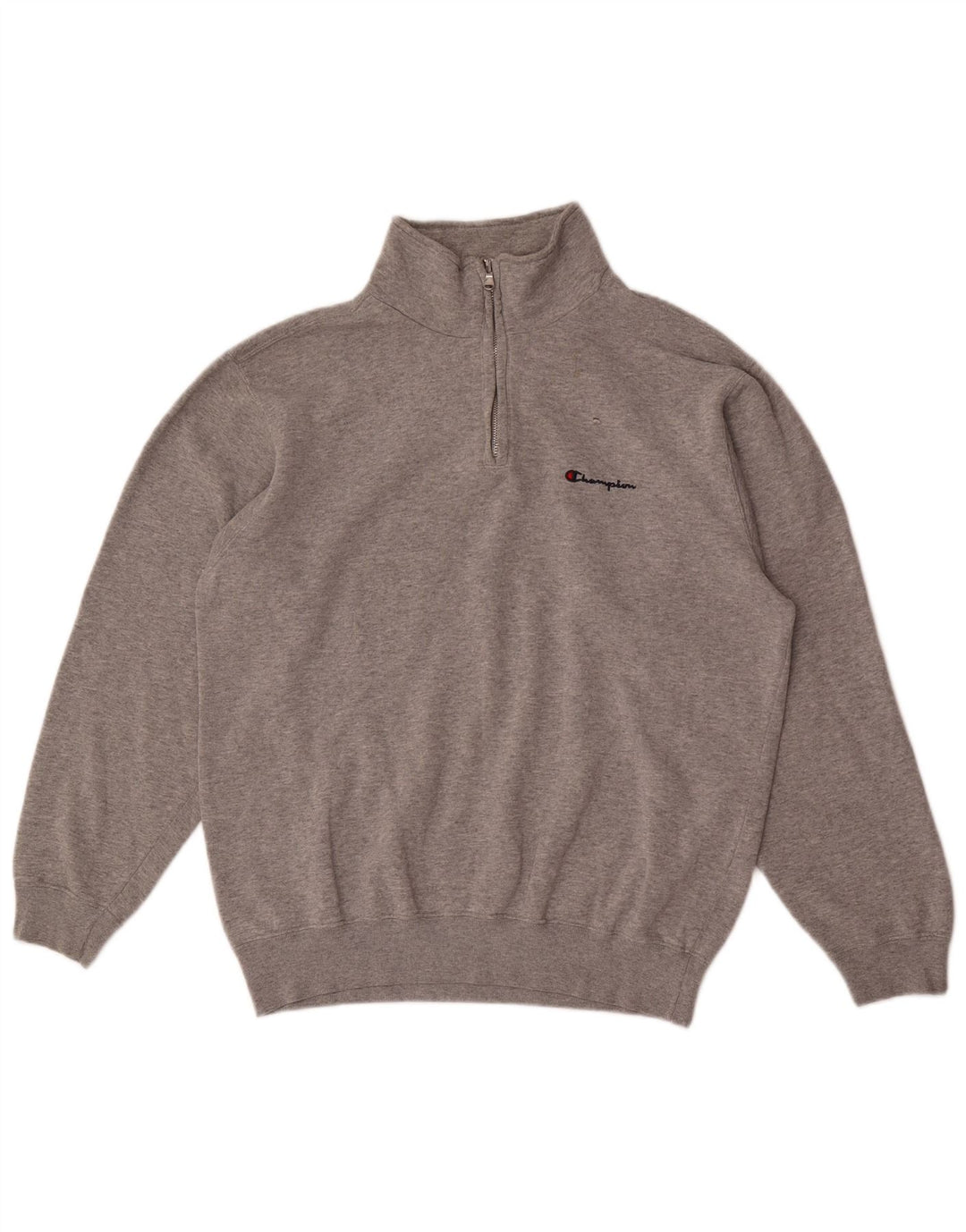 Champion Sweat-Shirt Col Zippé Homme Gris Moyen Moucheté Coton