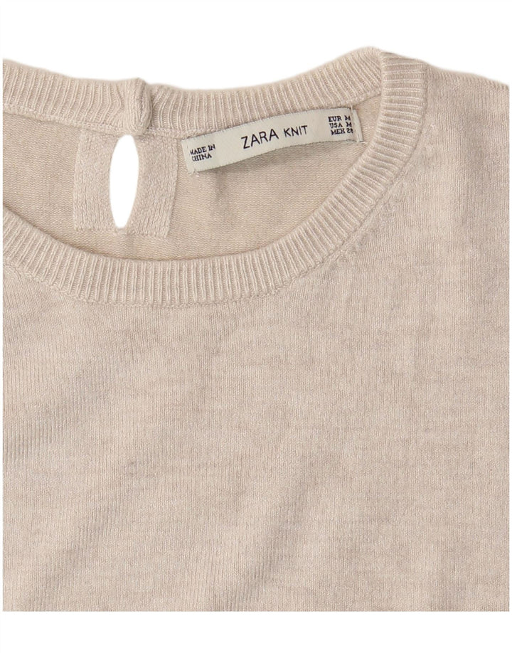 ZARA Womens Crew Neck Jumper Sweater UK 12 Medium Grey