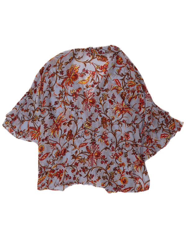 Zara Chemisier surdimensionné à manches courtes pour femme UK 10 Petit Bleu Floral