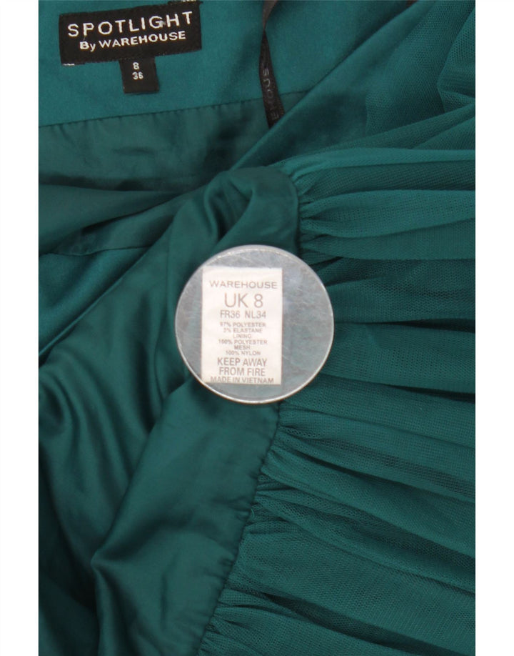 WAREHOUSE Robe asymétrique pour femme UK 8 Petit Vert Polyester