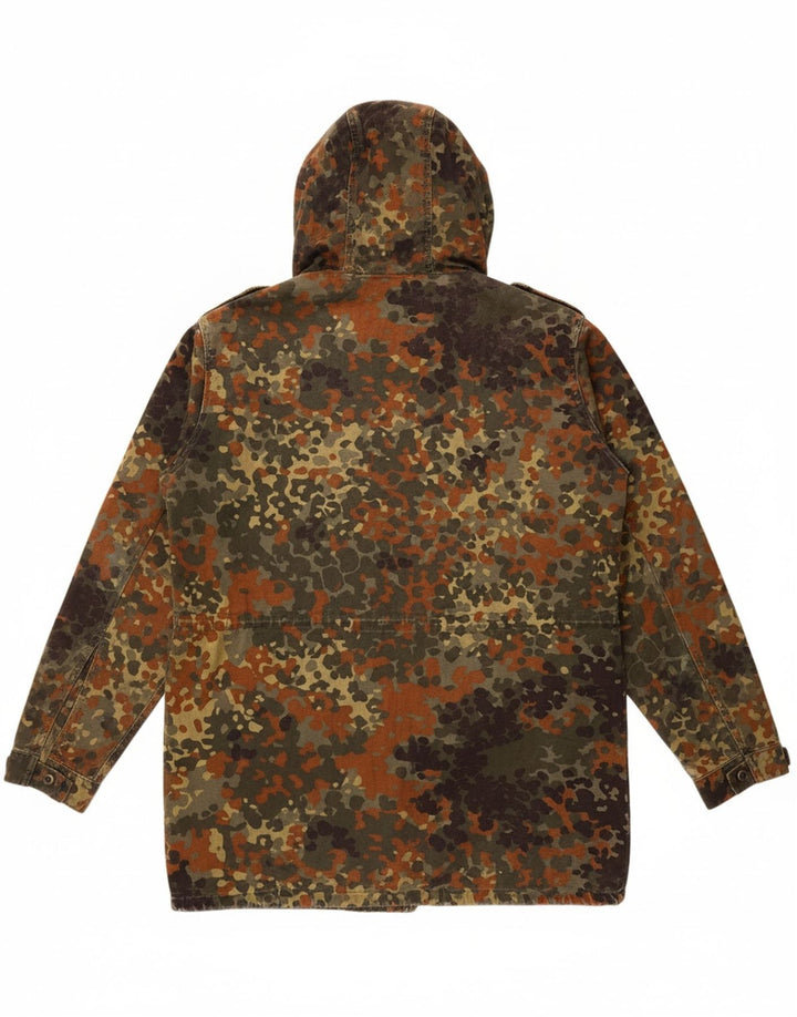 VINTAGE Mens Hooded Military Jacket UK 36 Small Green Camouflage