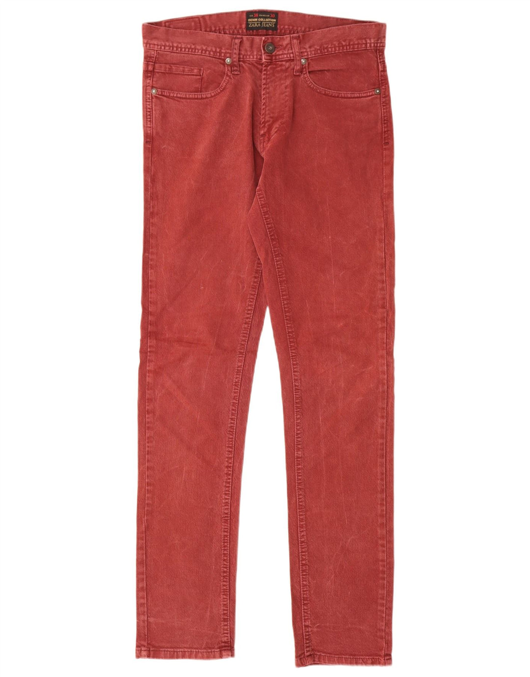 Zara Jean Slim Homme EU 38 Small W30 L30 Coton Rouge