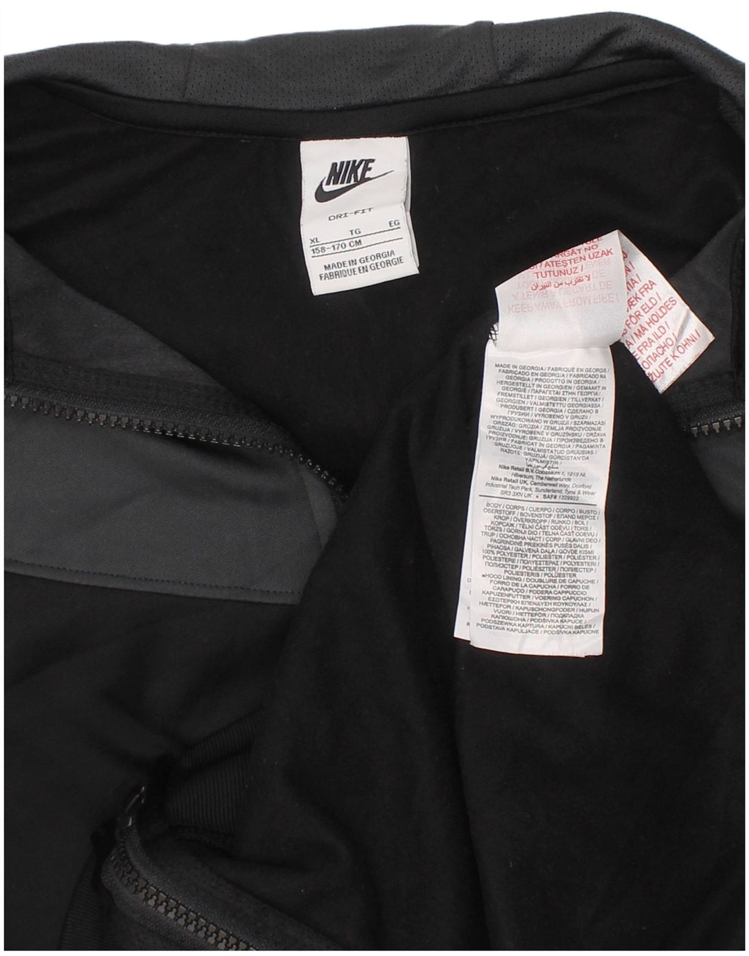 NIKE Pull à capuche zippé Dri Fit pour garçon 13-14 ans XL Noir Colorblock
