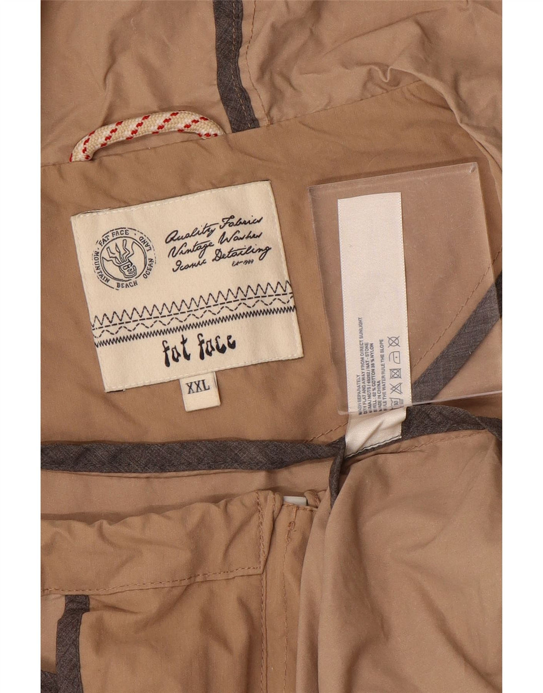 FAT FACE Veste coupe-vent à capuche pour homme UK 44 2XL Beige Coton