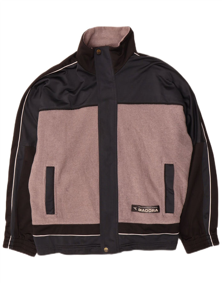 Diadora Veste de survêtement pour homme UK 38 Gris moyen Polyester color block