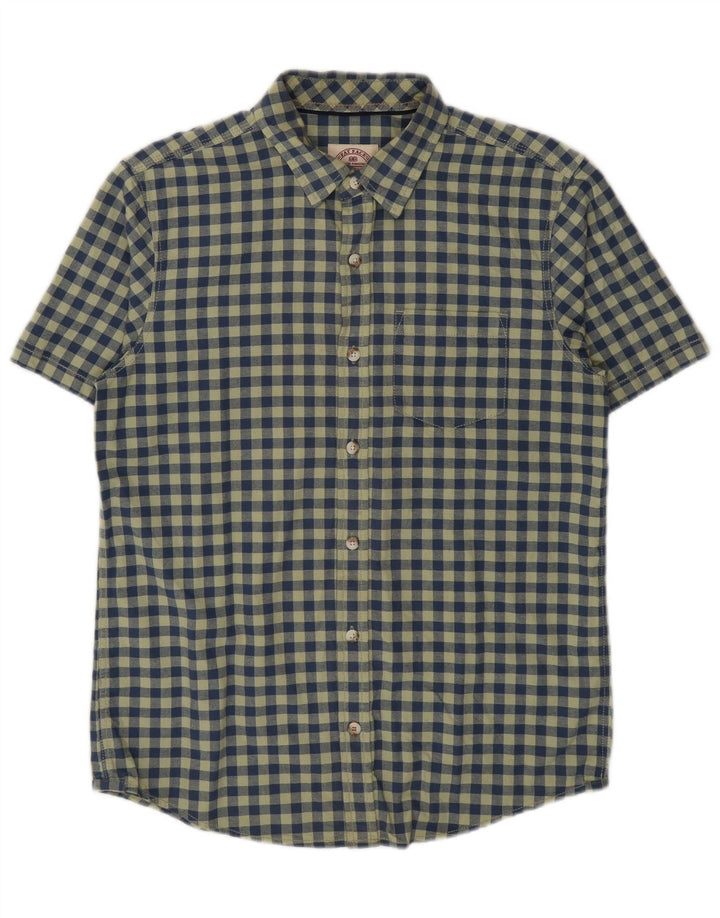 Fat Face Chemise à manches courtes pour homme Petit coton vichy vert