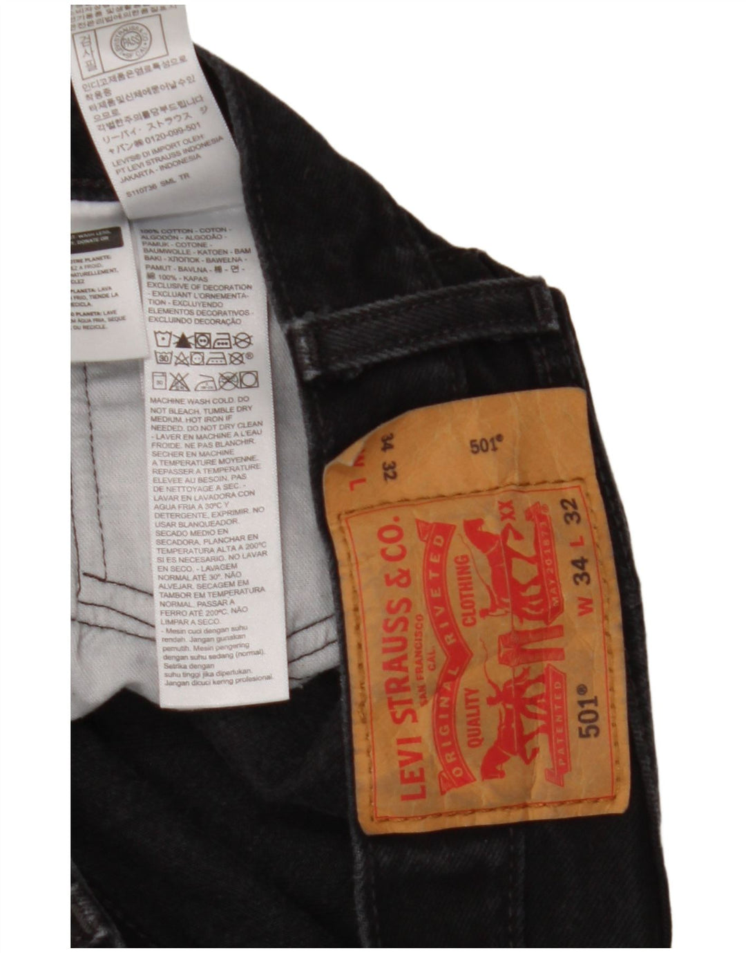 Levi's Jean Droit 501 Homme Noir W34 L32 Coton