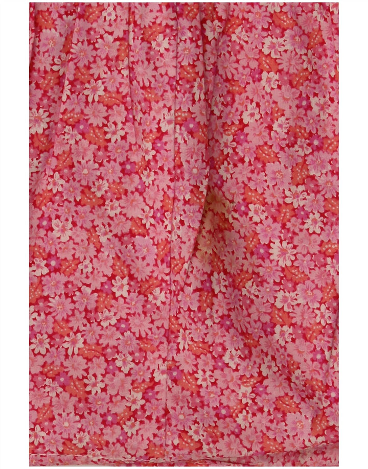 VINTAGE Jupe évasée femme EU 36 Petit W30 Coton floral rose