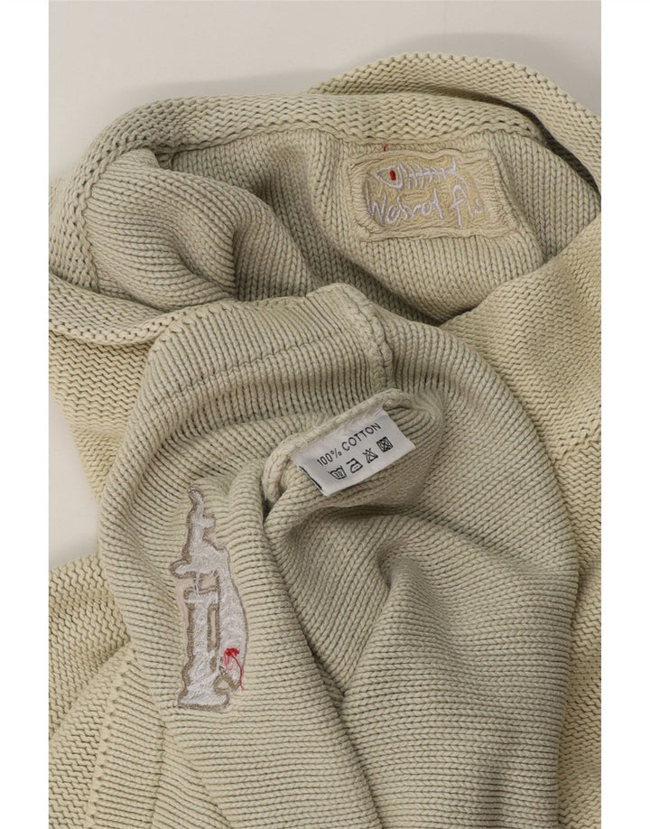 Weird Fish Pull col zippé pour homme en coton rayé beige moyen