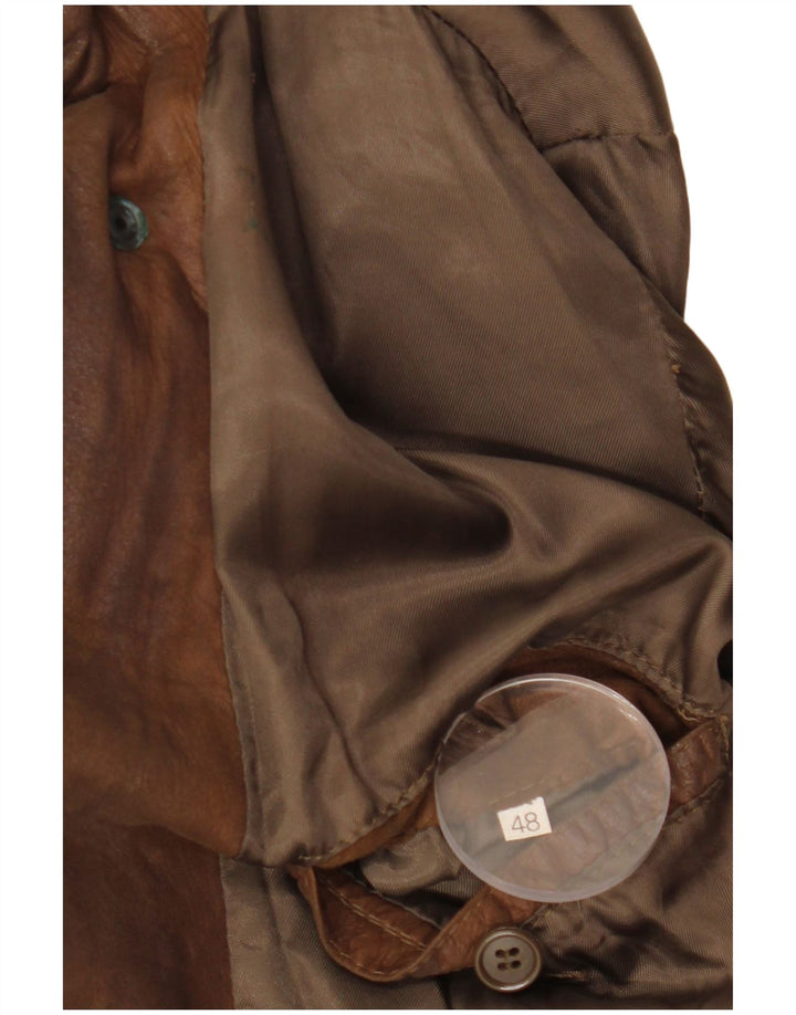 veste en cuir coupe ample vintage pour hommes IT 48 cuir marron moyen