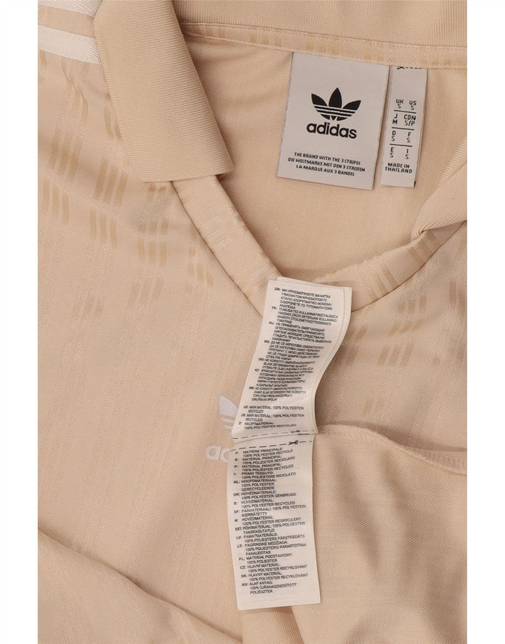 Adidas Polo Homme Petit Polyester Rayé Beige
