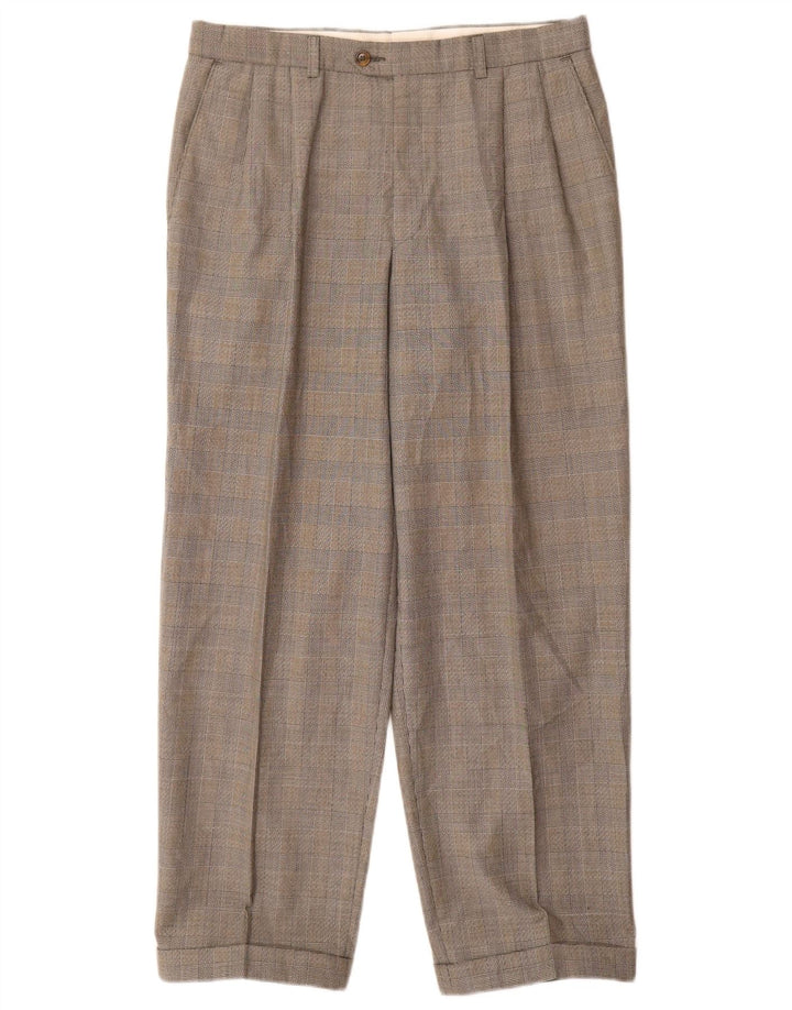 Marks & Spencer Pantalon de costume St. Michael Pegged pour homme W32 L29 Gris à carreaux