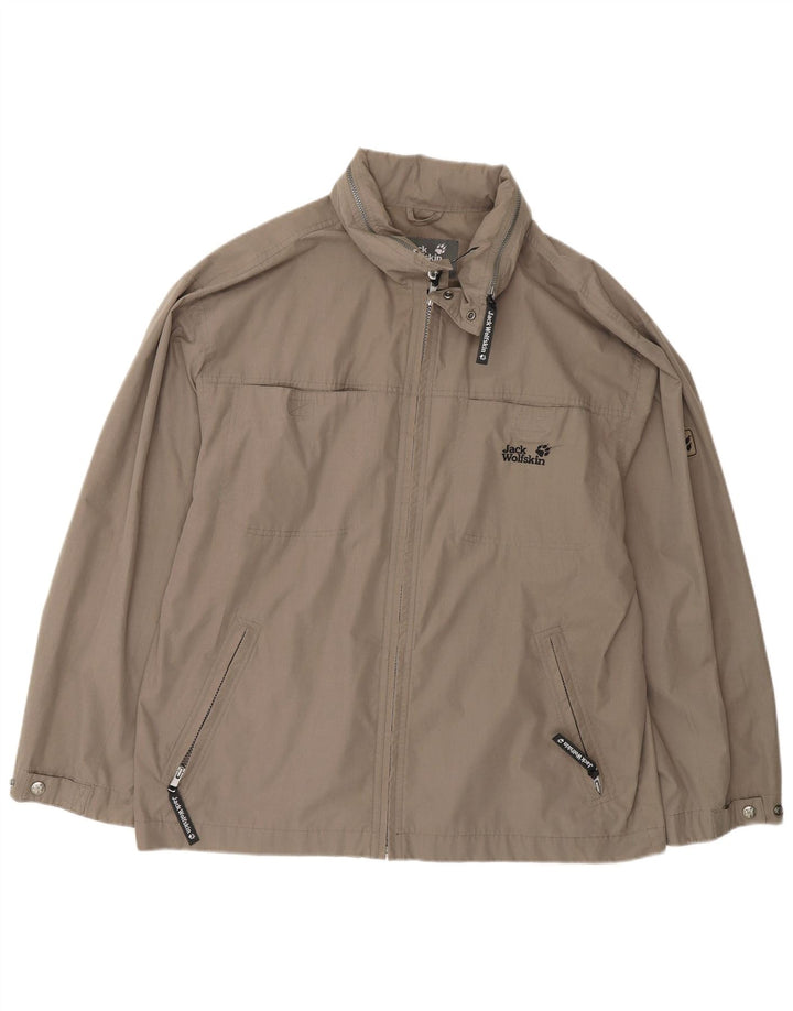 Jack Wolfskin Veste utilitaire à capuche pour homme UK 40 Large Gris Polyester