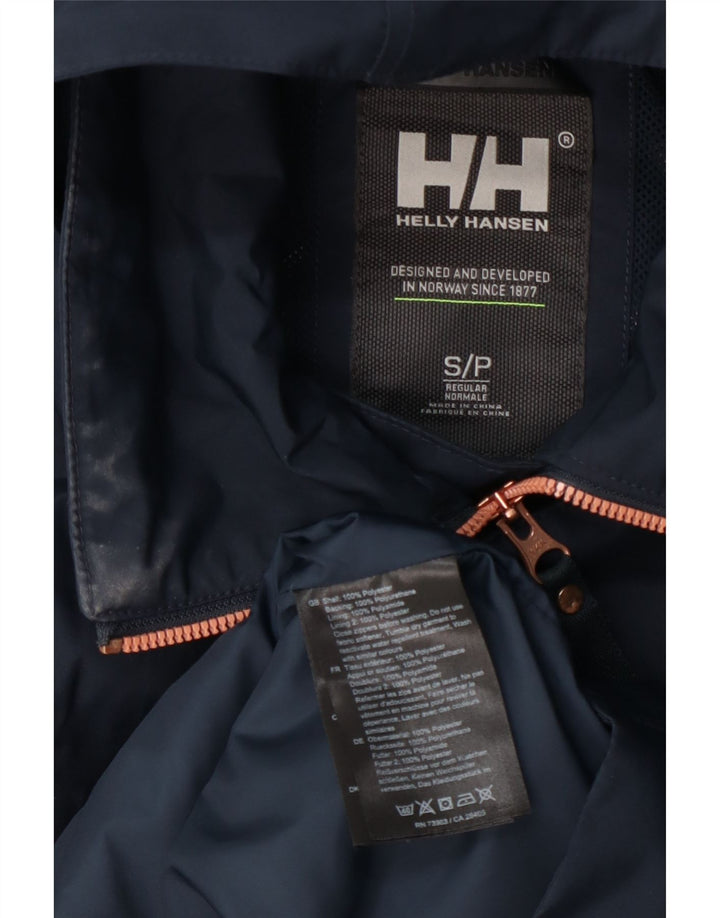 Helly Hansen Manteau imperméable à capuche double boutonnage pour femme UK 10 Small Bleu marine