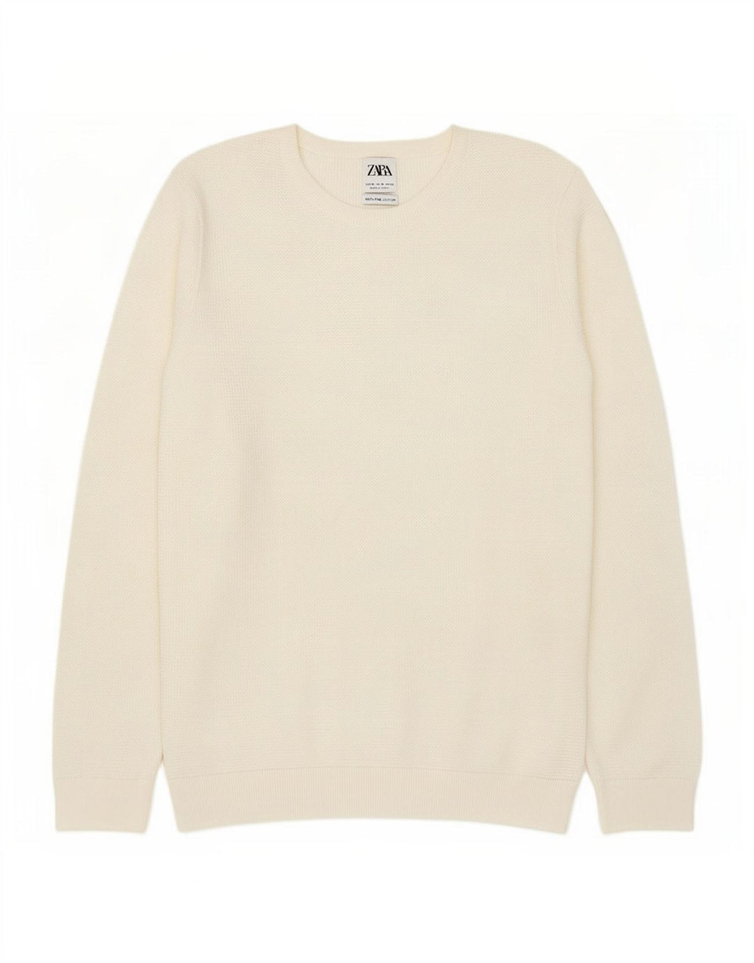 Zara Pull à col rond pour homme en coton blanc moyen