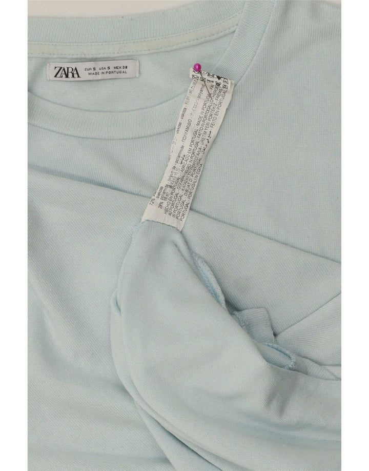 Zara Femme T-Shirt Top UK 10 Petit Bleu Viscose