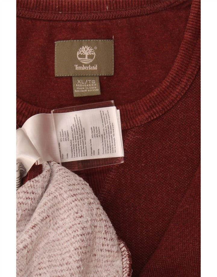 TIMBERLAND Homme Regular Fit Sweatshirt Jumper XL Rouge Coton