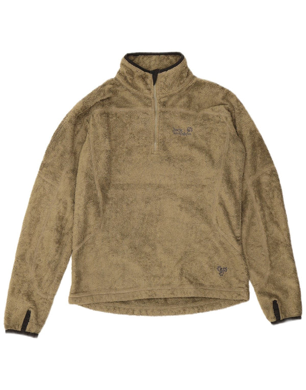 Jack Wolfskin Pull polaire à col zippé pour femme UK 10 Petit Kaki Polyester