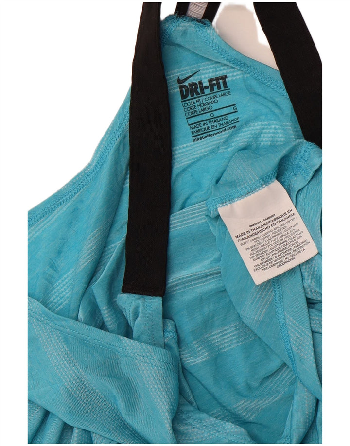 NIKE Débardeur Femme UK 16 Grand Bleu Rayé Polyester Sports