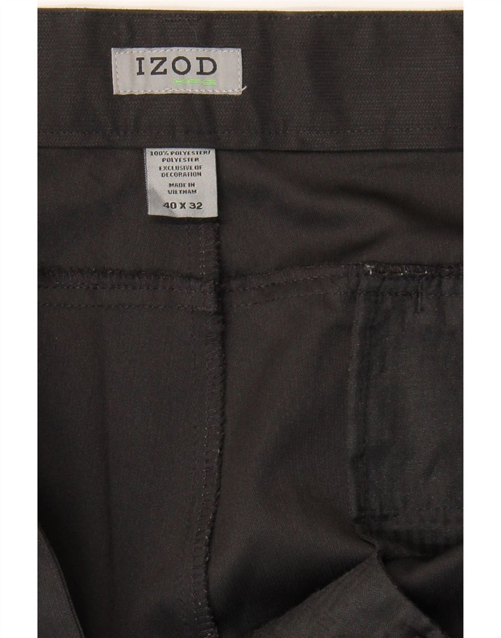 IZOD Mens Straight Cargo Trousers W40 L32 Black Polyester Vintage Izod and Second-Hand Izod from Messina Hembry 