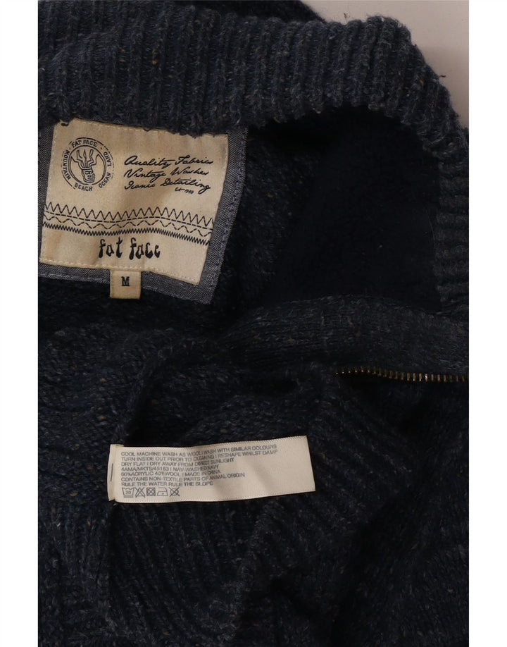 Fat Face Pull Col Zippé Homme Bleu Moyen Acrylique