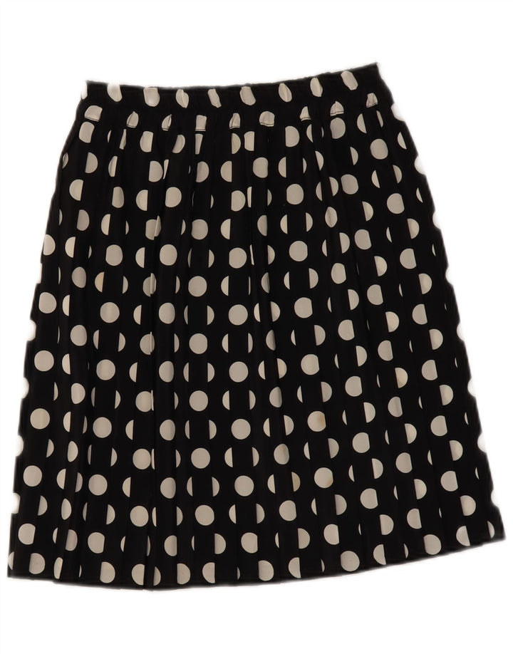 VINTAGE Jupe Plissée Femme W26 Petit Noir à Pois Polyester