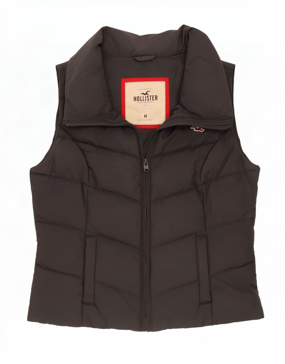 Hollister Gilet rembourré pour femme UK 12 Gris moyen Polyester