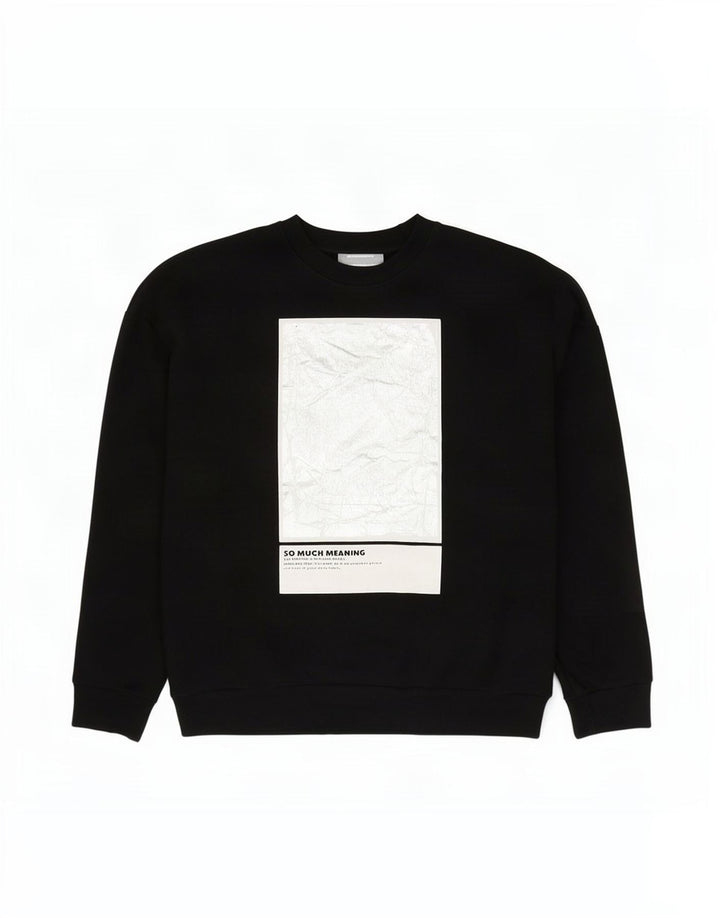 Zara Womens Graphic Sweat-shirt surdimensionné UK 16 Grand coton noir