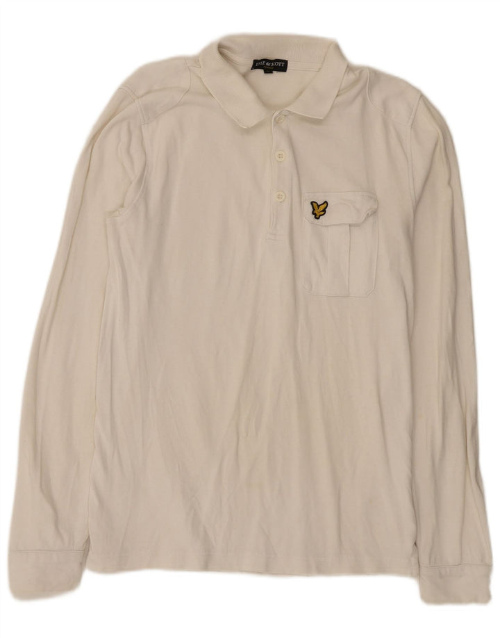 Lyle & Scott Polo régulier à manches longues pour homme en coton blanc cassé moyen