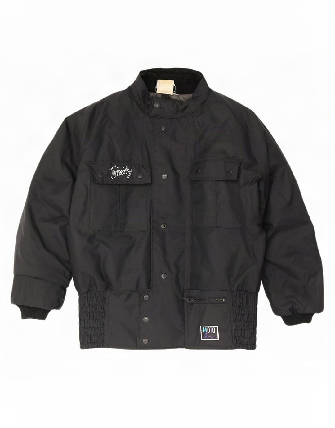 vintage Mens Racer Jacket UK 40 Grand Colorblock Noir