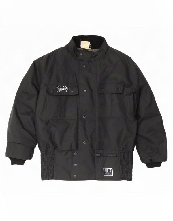 vintage Mens Racer Jacket UK 40 Grand Colorblock Noir