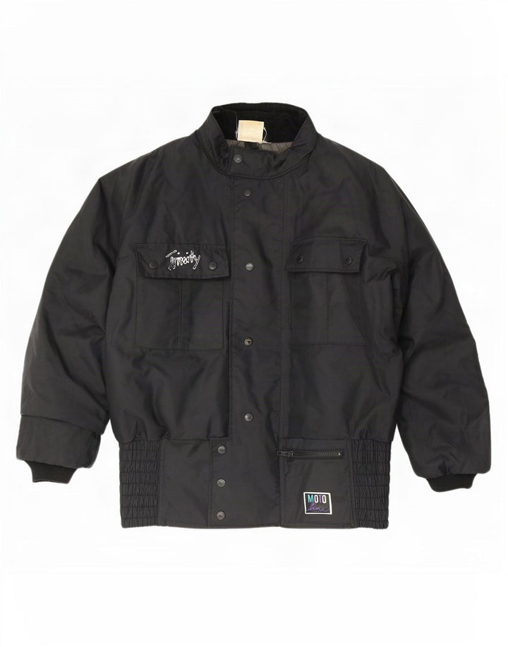 vintage Mens Racer Jacket UK 40 Grand Colorblock Noir
