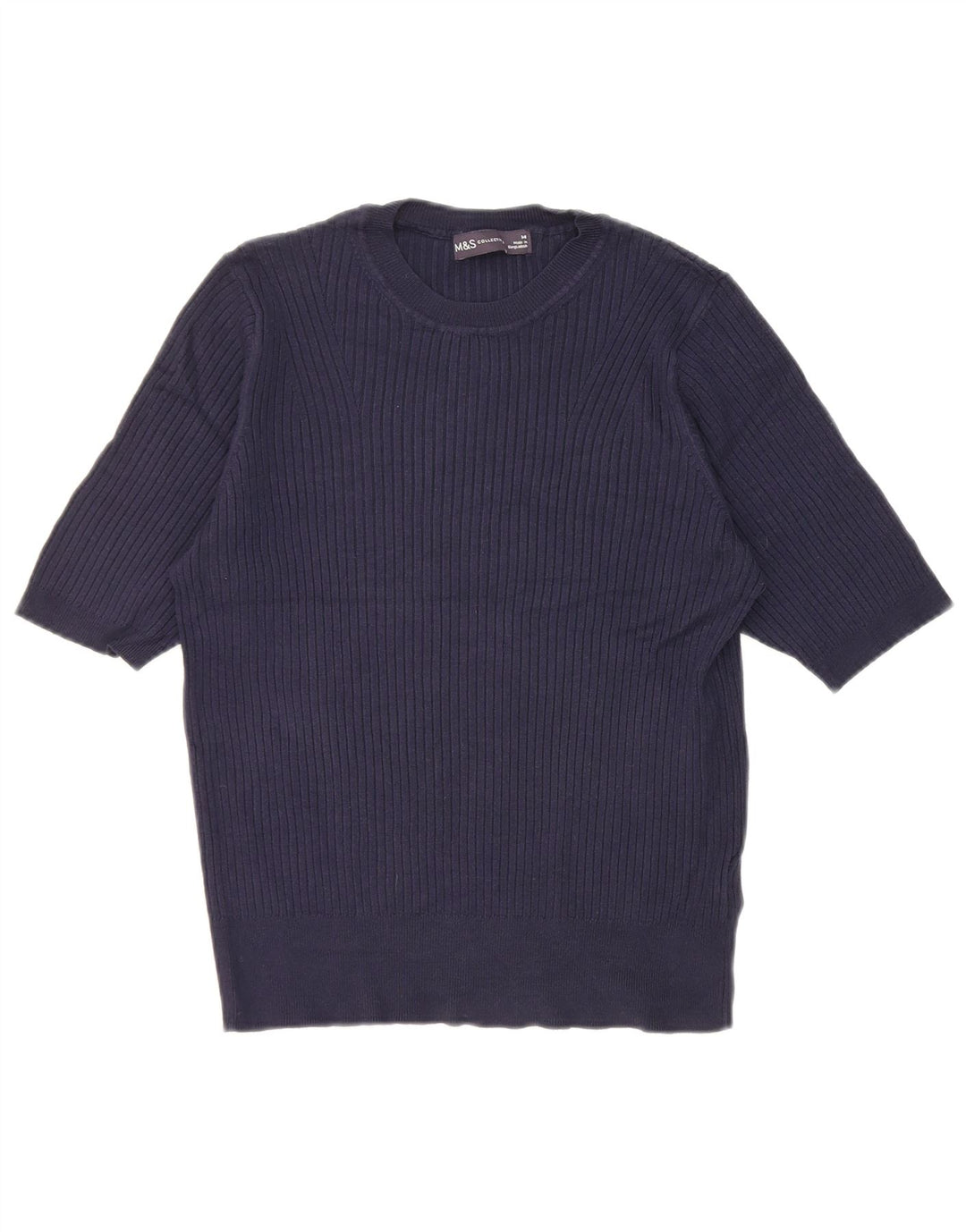 Marks & Spencer Haut T-Shirt Femme UK 14 Bleu Marine Moyen Viscose