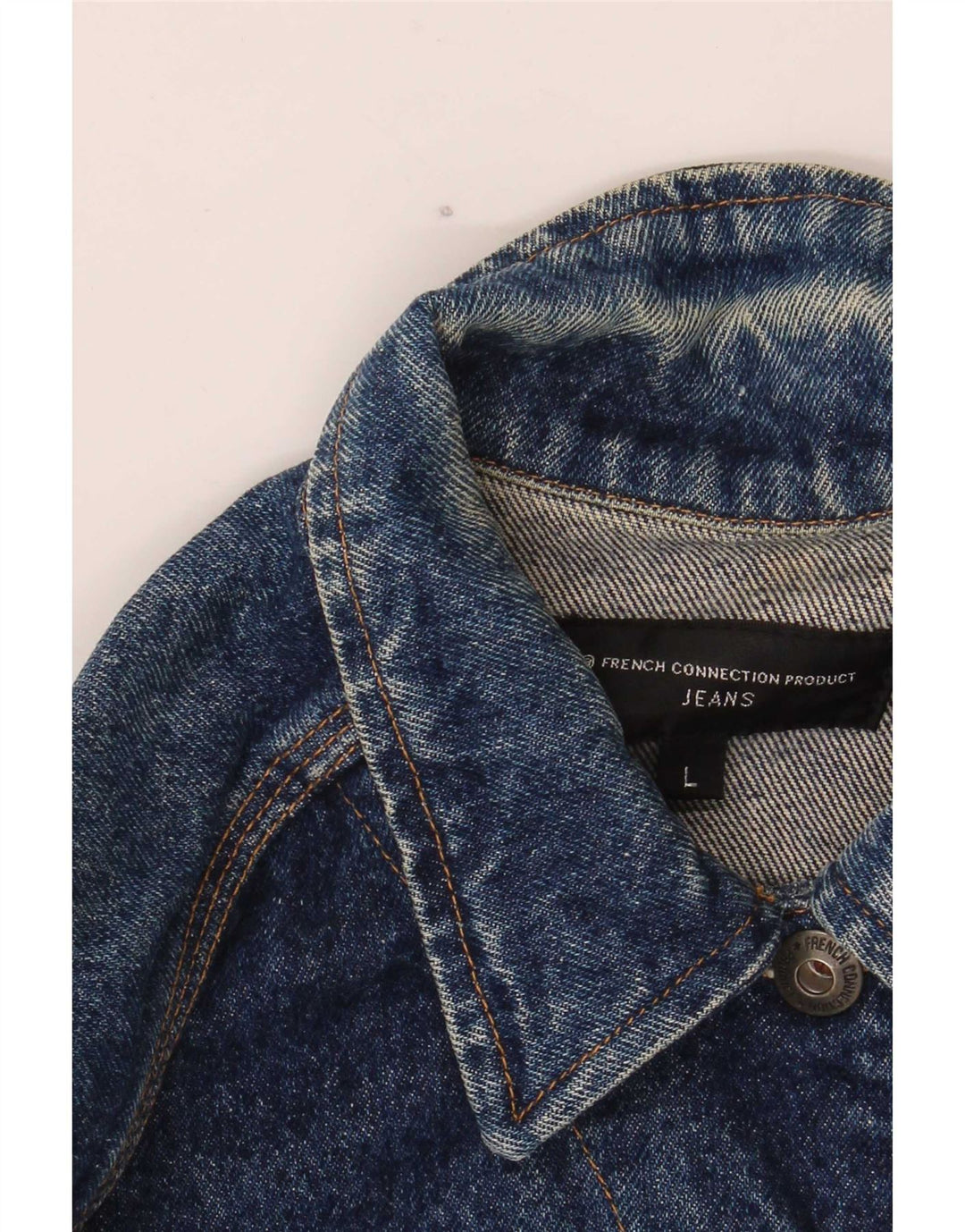 French Connection Veste en jean pour femme UK 16 Large Bleu Coton
