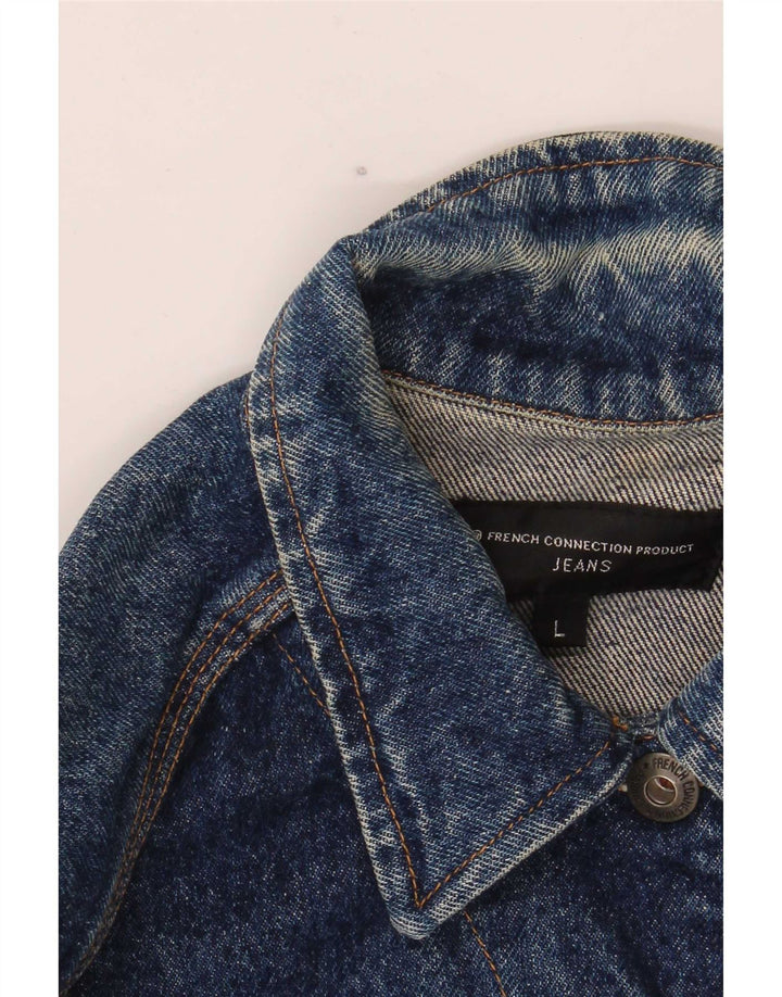 French Connection Veste en jean pour femme UK 16 Large Bleu Coton