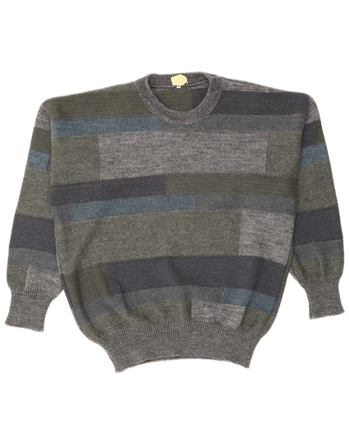 vintage Mens Crew Neck Jumper Sweater IT 46 Petit Colorblock multicolore