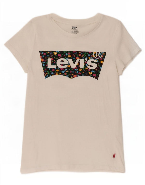 Levi's T-Shirt Graphique Femme UK 6 XS Blanc Coton