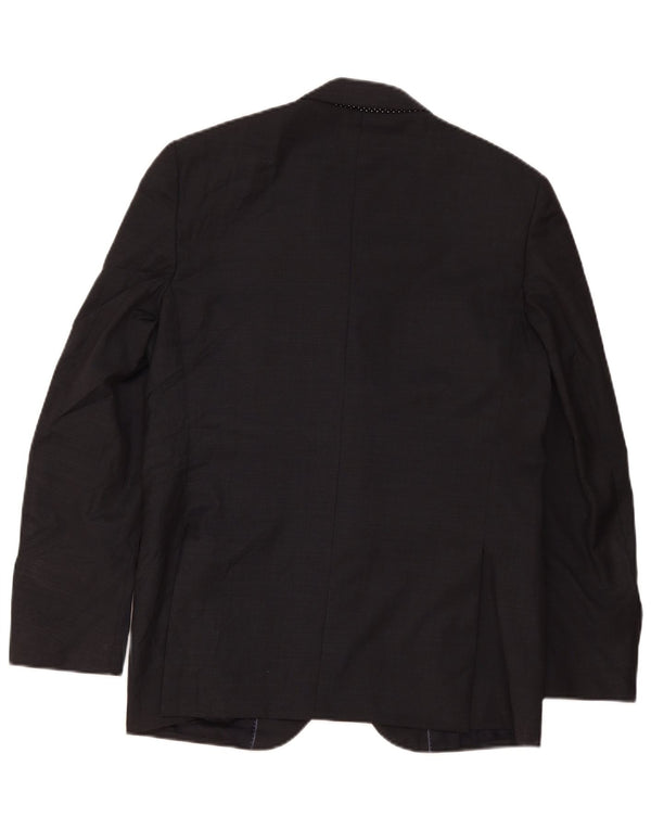 Massimo Dutti Mens 2 Button Blazer Jacket EU 52 Large Black Wool