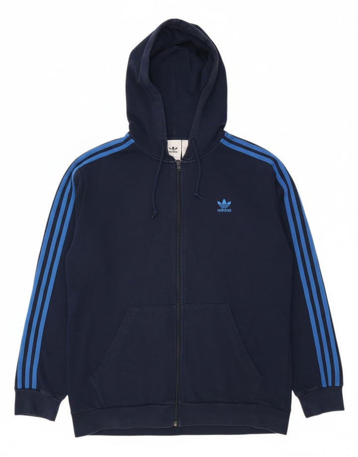 Adidas Pull à capuche zippé pour homme Grand coton bleu marine