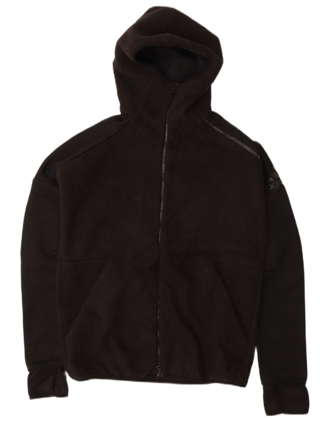 ADIDAS Veste polaire à capuche pour homme UK 38 Medium Noir